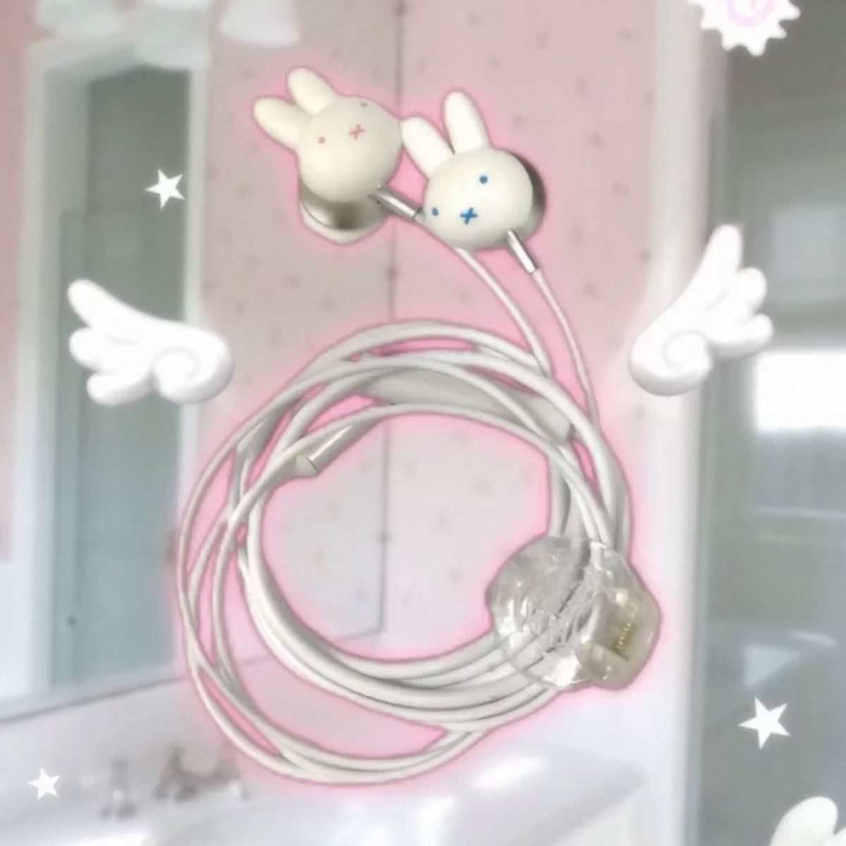 Usb C Earphone - Auricolari Vintage a Forma di Coniglio